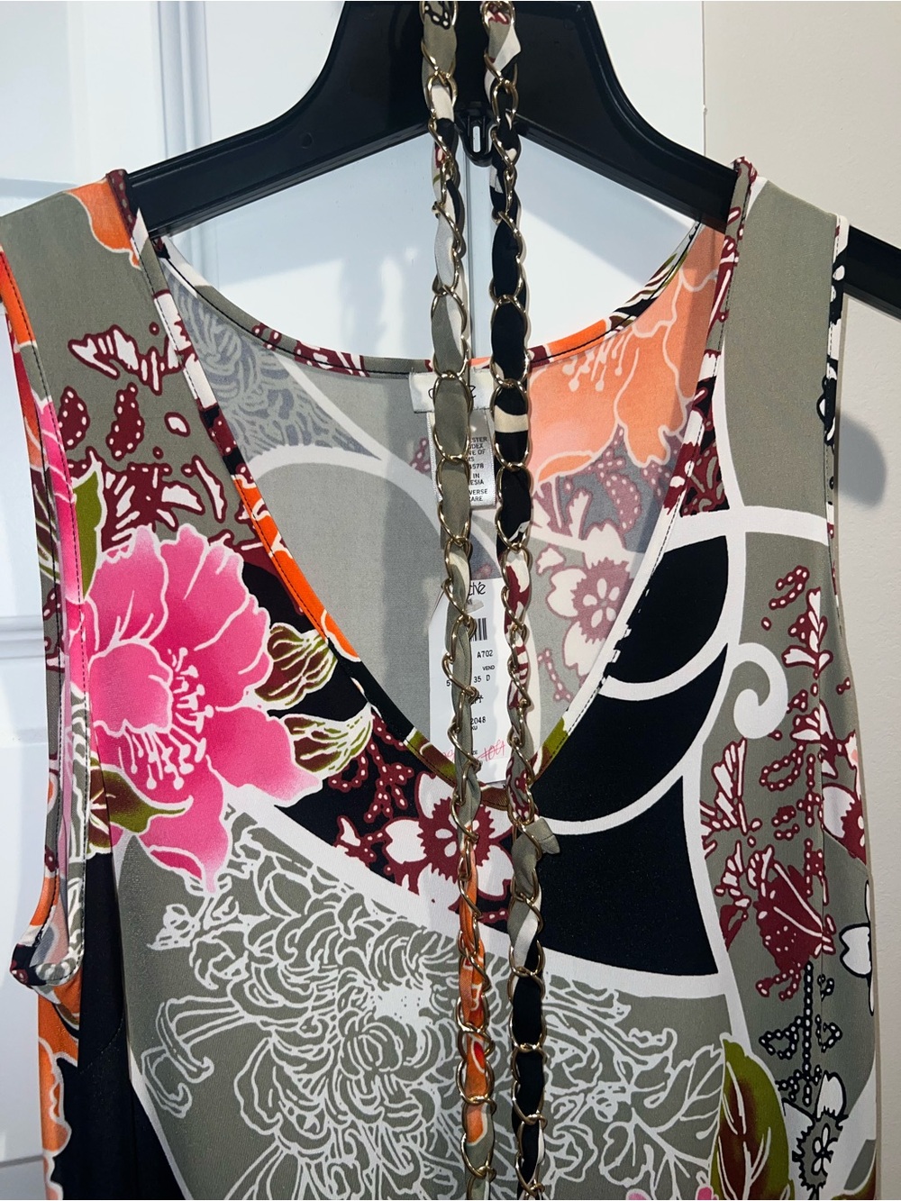 Cache Multicolor Floral V-Neck Tank - Pink, Black, Olive, Orange